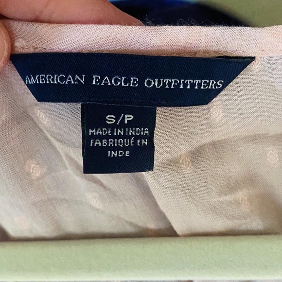 NWOT American Eagle Pink Wrap Blouse with Dot Texture - Picture 2 of 3